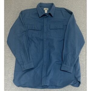 LL Bean Men's Long-Sleeved‎ Shirt 100% Cotton Pockets Size XL - Tall Blue